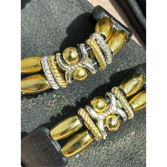 Frisky Gold Black Beaded Slip ons Size 9 - Picture 4 of 5